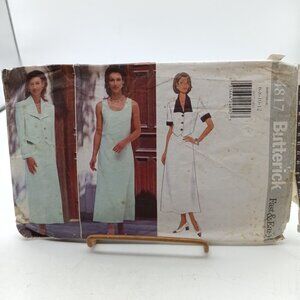 Butterick 4817 Vintage Sewing Pattern Misses Size 6-12 Jacket & Dress Easy Fit